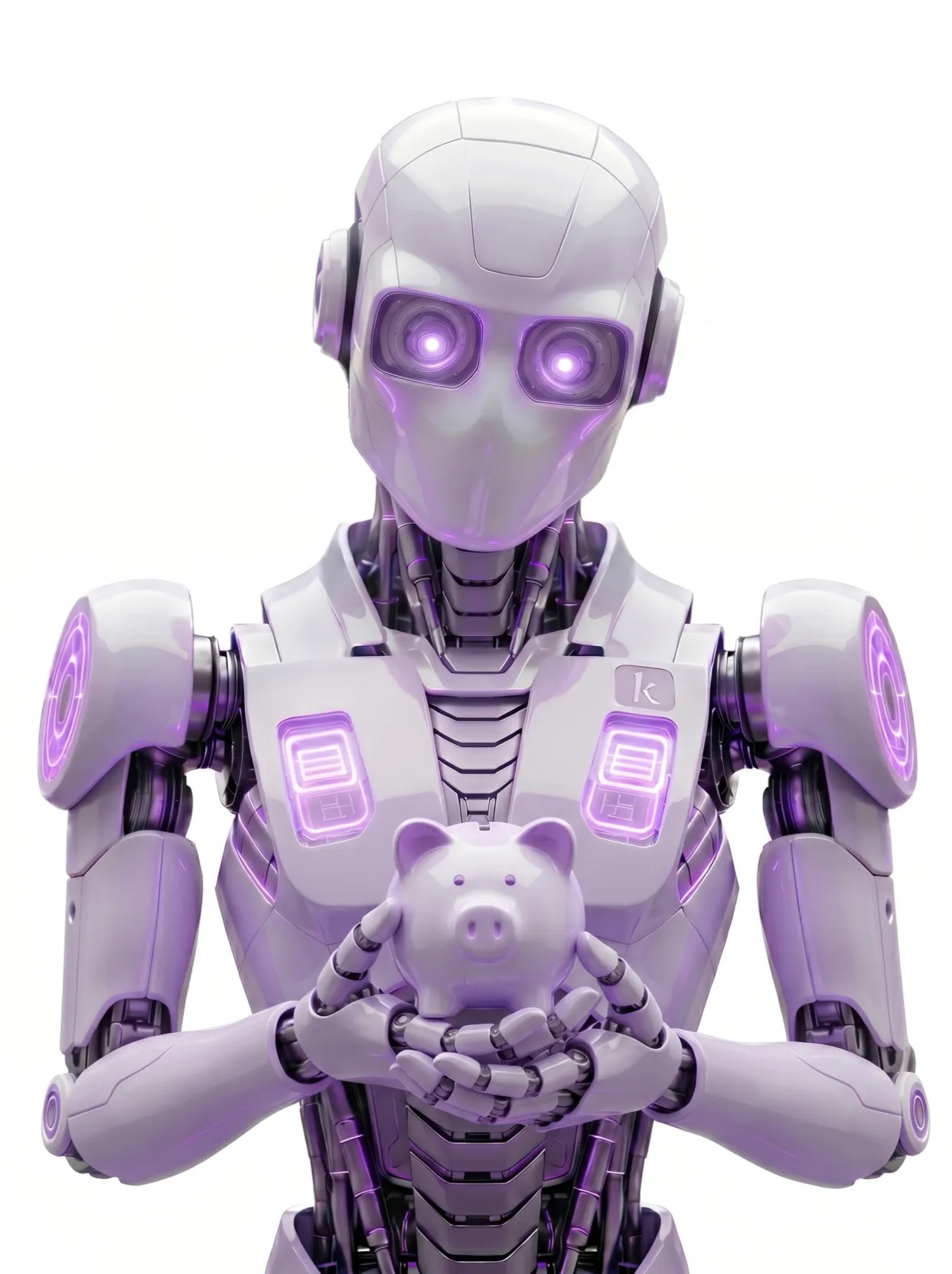 klorr robot holding a piggy bank